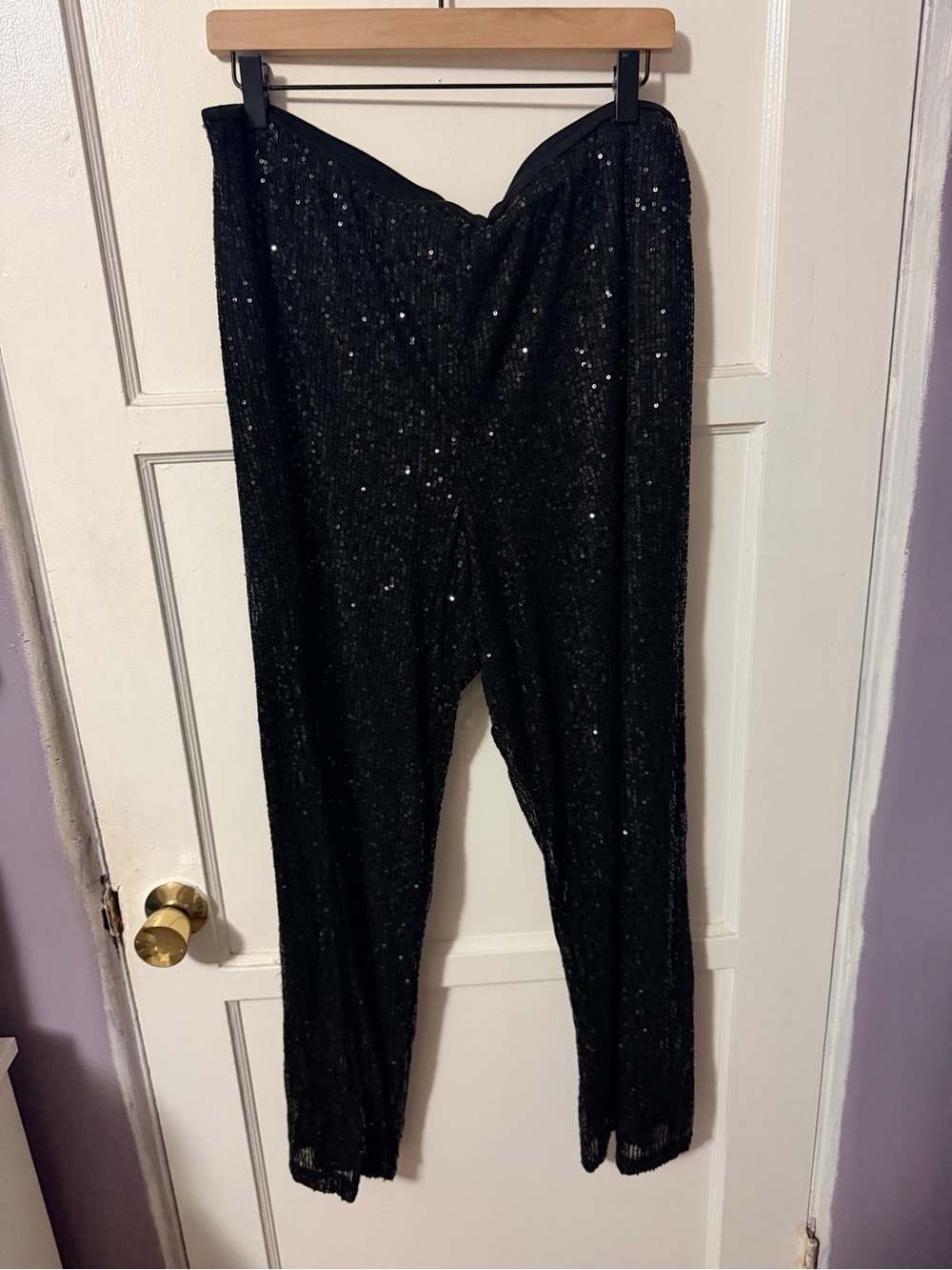 JM Collection Black Sequin Skinny Pants